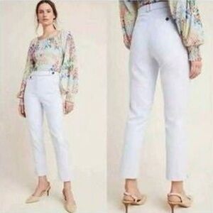 NEW Anthropologie The Essential Slim Sky Blue Trouser Pants Womens Size 6